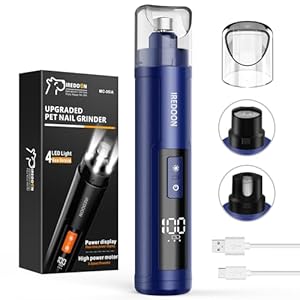 Profi Krallenschleifer für Hunde 3-Gang Mit 4 LED-Leuchten – Neuester Krallenschleifer Mit Leistungsanzeige für Haustiere, Superleise, Wiederaufladbare für Große, Mittelgroße und Kleine Hunde
