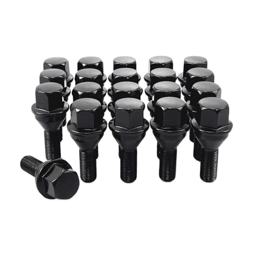 20 Pcs Upgrade 611-005 6511051AA Wheel Lug Bolts M12x1.25 19mm Hex Length 28mm Compatible with Je-ep Compass Cherokee Renegade?Black?