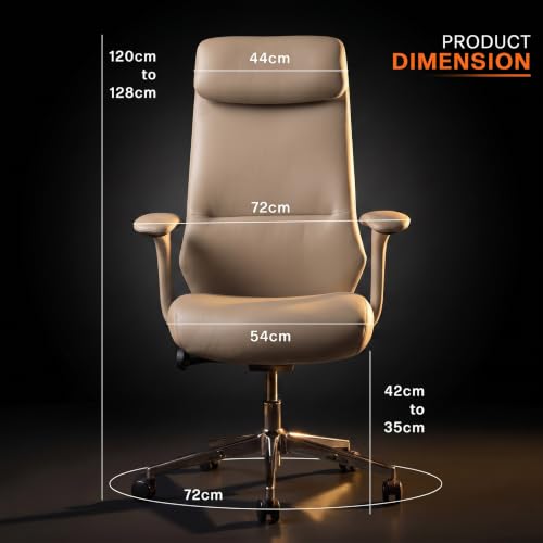 Image of DROGO ErgoTouch Ergonomic Office Chair for Work & Home | Computer Chair with Premium Vegan Leather & High Back Cushioned Backrest | 145 Recline with 3 Lock Positions, Heavy Duty Metal Base (Beige)