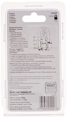 Master Lock Padlock, Solid Steel Lock, 2-1/2 In. Wide, 930Dpf #TOP2