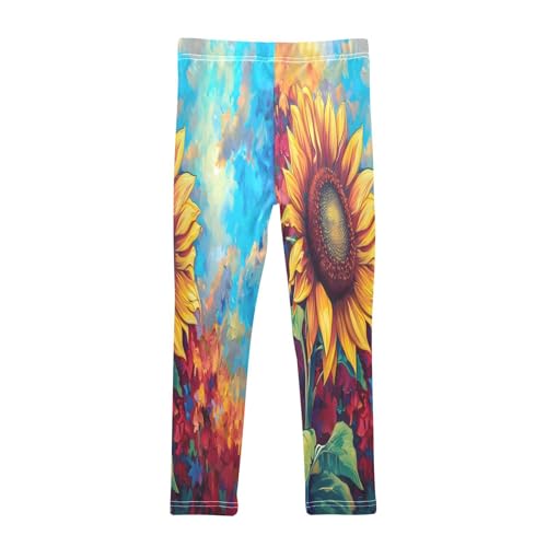 Bolaz Toddler Girls Leggings Printed Yoga Pants Leggings Sunflower Oil Painting for Kids2