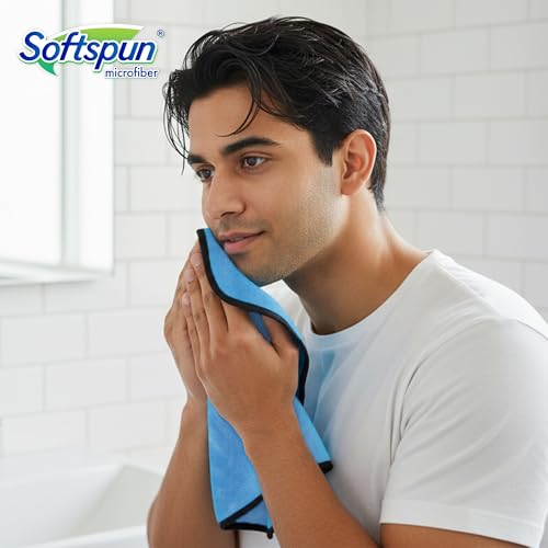 Image of SOFTSPUN Microfiber Hand & Face Wipes 280 GSM 20x30 Cms, 4 Piece Towel Set, (Olive Green) Super Soft & Silky for Hand, Face and Body - Hypoallergenic Sensitive Skin Wipes & Washcloths.