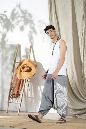 Image of The Veshti Company Printed Harem Pants for Men's Cotton Hippie Style Baggy Boho Yoga Pajama Pant with Pocket