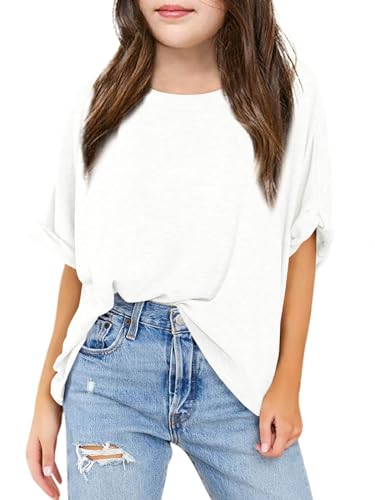Haloumoning Girls Oversized T-Shirts Short Sleeve Crewneck Summer Casual Loose Tops Tees