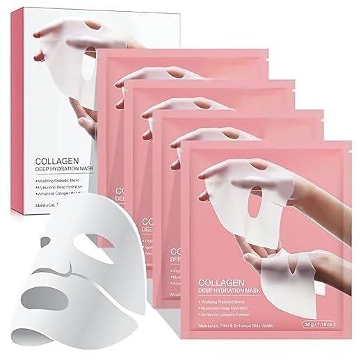 Image of Korean Glass Skin Bio-Collagen Overnight Face Mask | Collagen Overnight Peel Off Mask | Overnight Glow Duo for Uneven skin Tone | Night Wrapping Mask for Women (Bio-Mask Pack of 02)