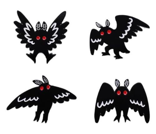 4pcs Punk Gothic Animal Bat Mothman Enamel Pins Backpack Hat Clothes Jewelry Brooch Metal Lapel Pin Accessories Gift for Friends