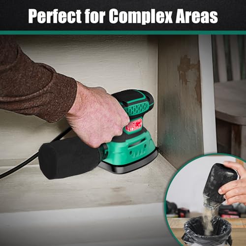 HYCHIKA 140W Detail Electric Sander, 13000 OPM Mouse Sander Efficient Dust Collection, with 12PCS Sanding Sheets, Ideal for Sanding Wood and Removing Rust and Paint 8 HYCHIKA 140W Detail Electric Sander, 13000 OPM Mouse Sander Efficient Dust Collection, with 12PCS Sanding Sheets, Ideal for Sanding Wood and Removing Rust and Paint - Image 8