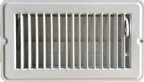 RV and Home White Stamped Steel Floor Diffuser/Register with Damper 8" X 4" (Duct Opening Size) Outside Dimension 9.6"x 5.6"