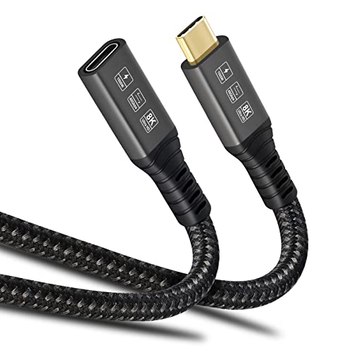 Cable para extensión Thunderbolt 4, cable USB-C ConnBull compatible con Thunderbolt 3/2, color negro (0,8 m) Cover