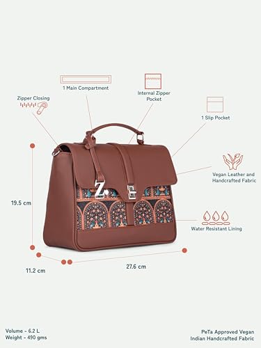 Image of ZOUK | Women's Vegan Leather | Stylish Handbag with Adjustable Strap, Top Handle |