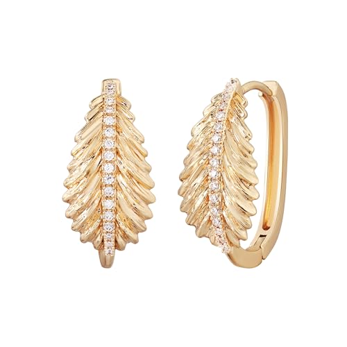 FETTERO Hoop Earrings for Women, 14K Gold Plated Lightweight Huggie Leaf Snake Bar Gold Hoops, Hypoallergenic Gold Earrings for Women Ear Piercing Jewelry