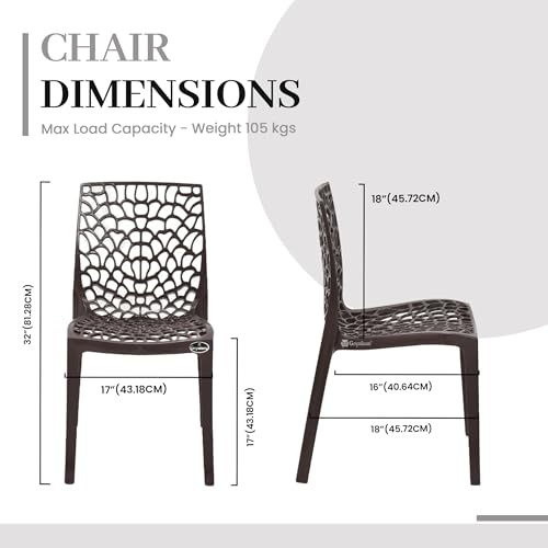 Image of GOYALSON Plastic Web Designer Chair (Jali) - Outdoor Chair Without Armrests, Gloss Finish, Suitable for Home, Office, and Restaurant Use, Weight Capacity 150 kg (2, Brown, Standard)