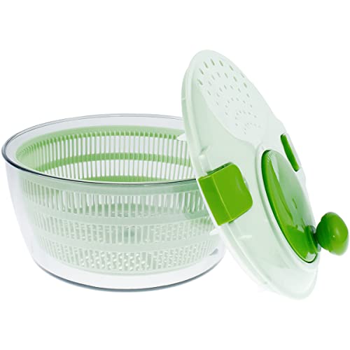 Sunhotty 4L Salad Spinner Manual Salad Washer with Drain and Handle Salad Dryer with Vegetable Washing Basket Multi-Function Lettuce Spinner Fruit Washer for Vegetable Pasta Fries Kitchen(green)