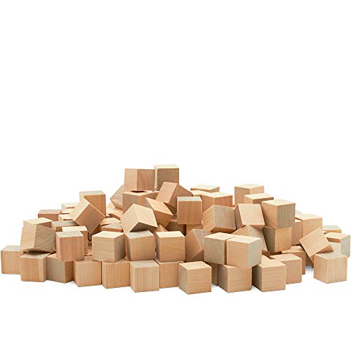DIY Wooden Cubes 3/4-inch Pack of 100 Small Blank Wooden Blocks Unfinished Wood Blocks for Crafts STEM Dice and Building Blocks for Stacking by Woodpeckers