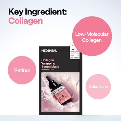 Image of MEDIHEAL Wrapping Serum Mask [Firming Volume] - Deep Elasticity Boosting Face Sheet Mask, Retinol & Adenosine - Smooths Fine Lines with Micro Liposome Delivery (10 Sheets)