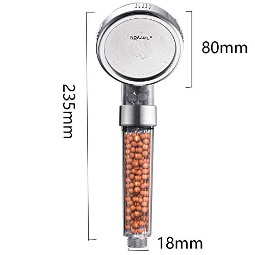 Nosame Shower Head, Filter Filtration High Pressure Water Saving 3 Mode Function Spray Handheld Showerheads for Dry Skin & Hair - Thumbnail 3