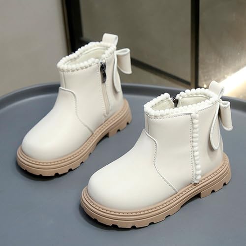 Girls Ankle Boots Waterproof Side Zipper Bowknot Chelsea Booties Fall Winter Comfortable Warm Short Boots2