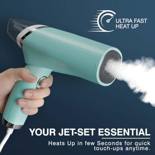 Image of Foldable Garment Steamer for Clothes| Ultra Fast 15s Heat-Up Powerful Wrinkle Remover | Travel Portable & Lightweight | Vertical Steam Use (Mint Green)