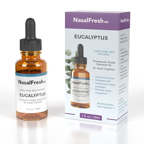 NasalFresh MD - Eucalyptus Essential Oil - Nasal Irrigation - Congestion Relief - Nasal Wash Additive - High Grade Essential Oil - Cleanses & Moisturizes Nasal Passages - 1oz