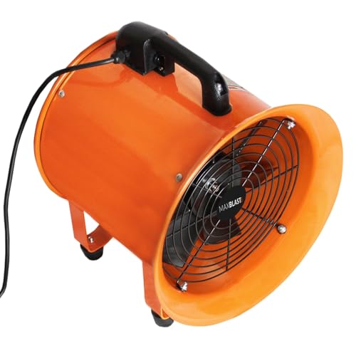 Imagen de MAXBLAST Extractor de Polvo 350mm Portátil Potencia 320W 110V con Conducto Retráctil 12m Soplador Aire Humos Industrial Aparato Quitar Polvo Ventilador Aspirador Profesional Taller Dust Extractor