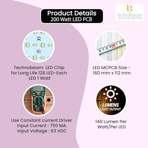 Image of Technobeam 200W LED PCB with Driver for Repair | 256LED, 63V 700mA | Aluminum Plate Base | Waterproof & Durable | Ideal for Flood Light and Street Light