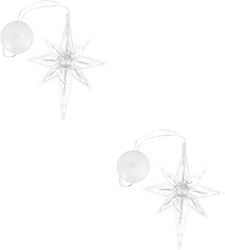 Housoutil 2 piezas Polaris Ventosa Luz LED Estrella Ventana Luces Vacaciones Luz Colgante Navidad Ventana Estrella Estrella Estrella Luces de