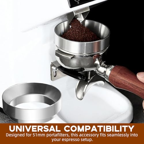 Image of Supvox 51mm Magnetic Portafilter Powder Ring 22mm Height Portafilter Powder Ring Stainless Steel Portafilter Powder Ring Espresso Powder Ring Prevent Ground Coffee from Spilling