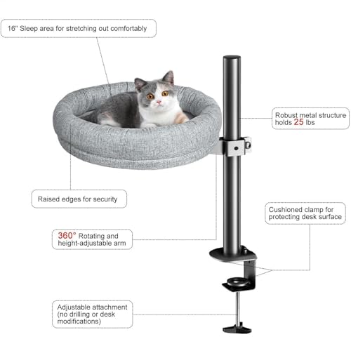 Lit de table pour chat pour libérer l'espace de travail avec hamac pour chaton rigide