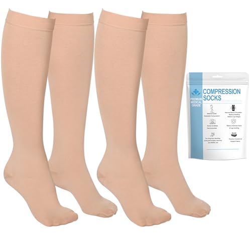 Wegitcs 2 Pairs Compression Socks for Women and Men, 20-30mmHg