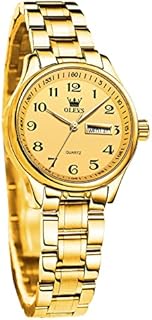 OLEVS Ladies Watches UK Analog Quartz Silver and Gold Watches for Womens Date Day Stainless Steel Waterproof Large Numbers Easy Read Dress Wrist Watches