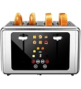 WUNLY 4 Slice Toaster,Touchscreen & Dual Independent Control Panel,5 Basic Functions & Digital Co...