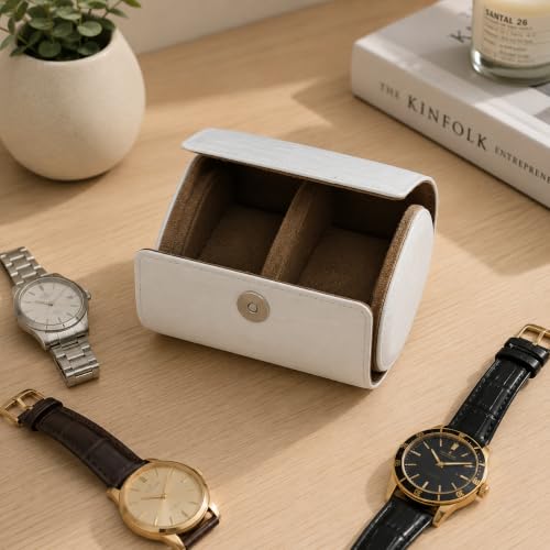 Image of essart Luxury Watch Roll Case - Travel Watch Organizer-Watch Travel Case for 2 Watches | PU Leather Portable Gift Box for Watch Collectors