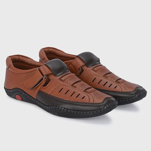 Image of Centrino Men's Fisherman Sandals | Cushioned Insole & Hook & Loop Straps | Trendy Sporty Design with Premium Upper | Closed-Toe Sandals for Travel & Walking (6618)