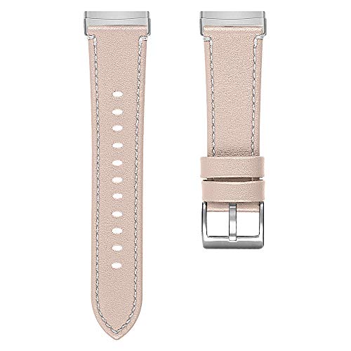 Techcode Leather Band For Fitbit Sense 2 Top Grain Leather Bands Replacement With Metal Stainless Steel Buckle Women Men Sport Straps Compatible With Fitbit Sense/Sense 2/Versa 4Versa 3(Apricot) #TOP5
