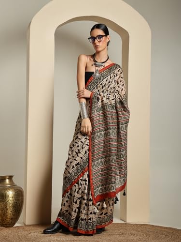 DESI VIDESI bagru printed silk saree in soft silk – image 5