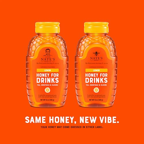 Image of Nate's Lemon Honey for Drinks - Made with 100% Pure Honey and Lemon - 12 oz Squeeze Bottle - Great for Iced or Hot Tea, Cocktails, and Mocktails
