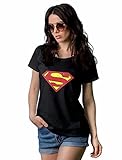 Decrum Womens Suparman Logo Shield Logo T Shirt| Black, L