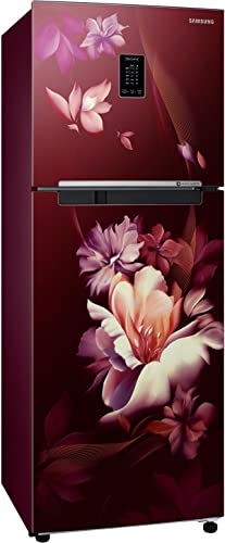 Image of Samsung 291L 2 Star Convertible 5 In 1 Curd Maestro Digital Inverter Frost-Free Double Door Refrigerator Appliance (RT34C4622RZ /HL,Midnight Blossom Red