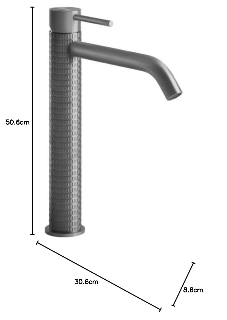 Gessi 316 Meccanica Mélangeur monocommande de lavabo, version haute 228 mm, saillie 156 mm, sans vidage, 54206239, 54206239, Colorazione: Acciaio inox spazzolato opaco
