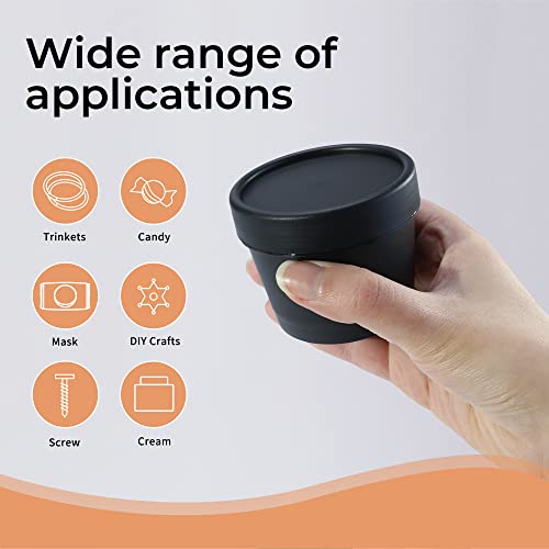 LONGWAY 3.4oz/100ml Empty Leakproof Cosmetic Pot Jars，Wide-Mouth Plastic Mask Container with Dome Lids for Beauty Products, DIY Slime Making or Travel Storage MakeUp（Black）2