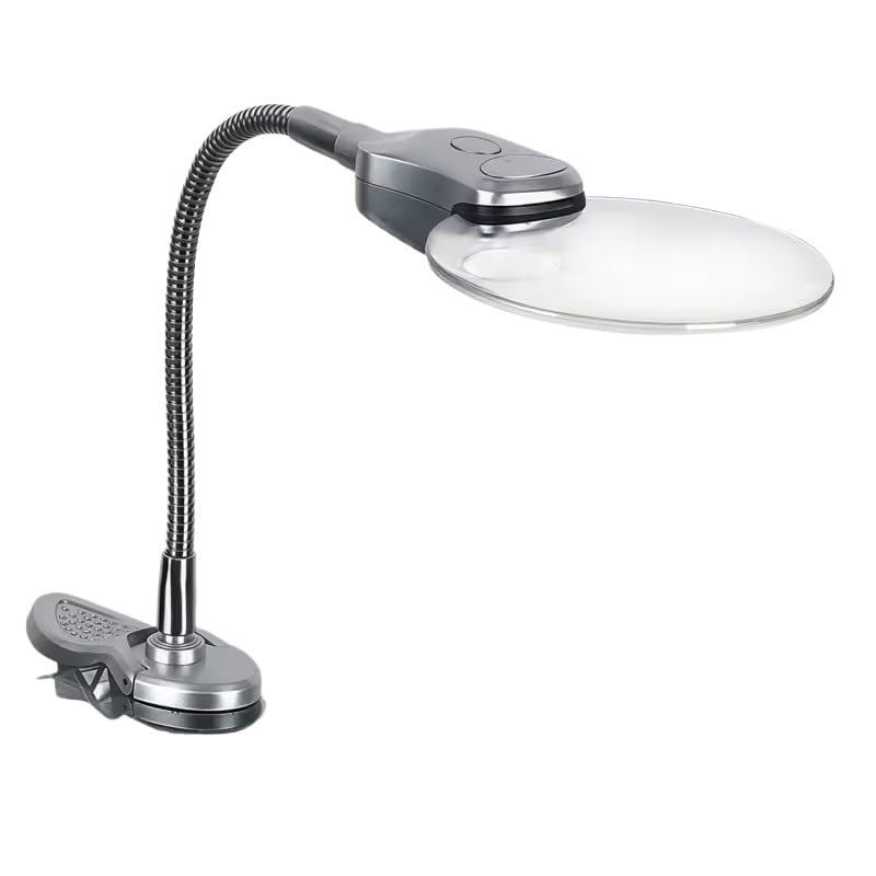 2X 6X LED Lente di ingrandimento con Clip Luce Lampada da Tavolo Pieghevole per Lettura Riparazione Artigianato