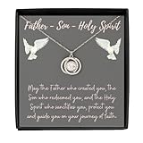 Regalo de la Primera Santísima Trinidad, collares cristianos para mujer, regalo de confirmación, joyería cristiana, collar de tres círculos, regalo de Pascua, plata de ley y rodio, circonita cúbica