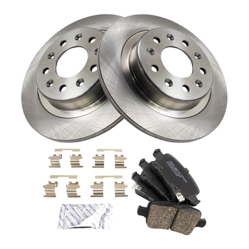 Image of TRQ Rear Brake Pad and Rotor Set Ceramic Compatible with 2018 Buick Regal Sportback Regal TourX Chevrolet Equinox GMC Terrain