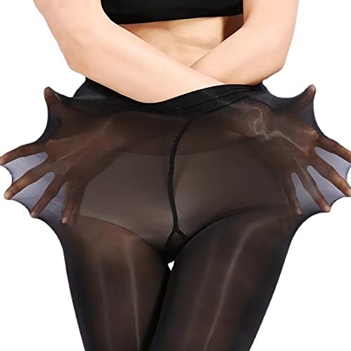 [LIKENNY] オイルストッキング 8デニール 超光沢 セクシー パンスト テカテカ キラキラ ストッキング タイツ オールスルー 美脚 靴下 コスプレ レディース コスチューム かわいい 柔らか おしゃれ 人気 悪魔 ギャル 写真 撮影 ニーハイ プレゼント - 画像1