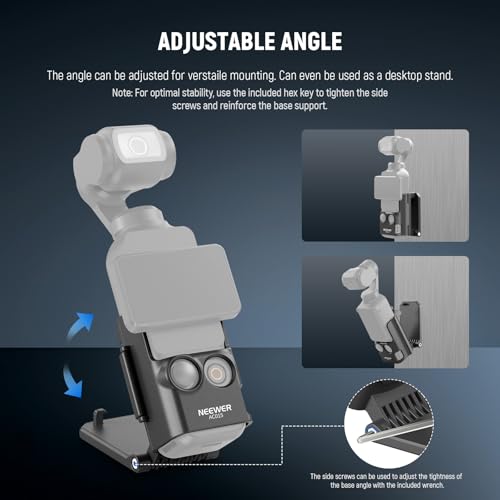 Image of NEEWER Basics Magnetic Mount Stand Compatible with DJI Osmo Pocket 3 & Creator Combo, Multifunctional Accessories Expansion Adapter Bracket, 180 Tilt Plastic Camera Holder with Cleaning Cloth, AC015