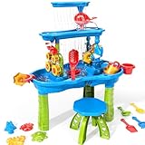 TEMI Toddler Water Table | Kids Sand and Water Table | 3-Tier Outdoor Water Play Table Toys for Toddlers Kids