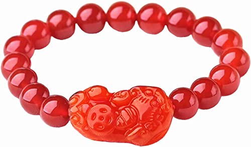 Feng Shui Handmade Red Agate Pi Yao Bracelet For Wealth Luck #TOP13