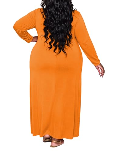 Image of TOPSRANI Womens Plus Size Maxi Dresses for Women Oversize Casual Short Sleeve V Neck Loose Plain Solid Trendy Summer Dress
