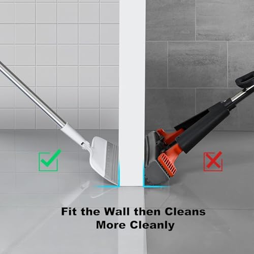 Image of UPLEVELBUCKET Wet & Dry Floor Mop with Silicone Squeegee - Squeeze Sponge Wiper for Tiles, Marble, Bathroom, Glass, Mirrors & Carpets - Easy Floor & Wall Cleaning