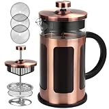 FAVIA French Press Coffee Maker Large 34 Ounce Stainless Steel with Borosilicate Glass Heat Resistan